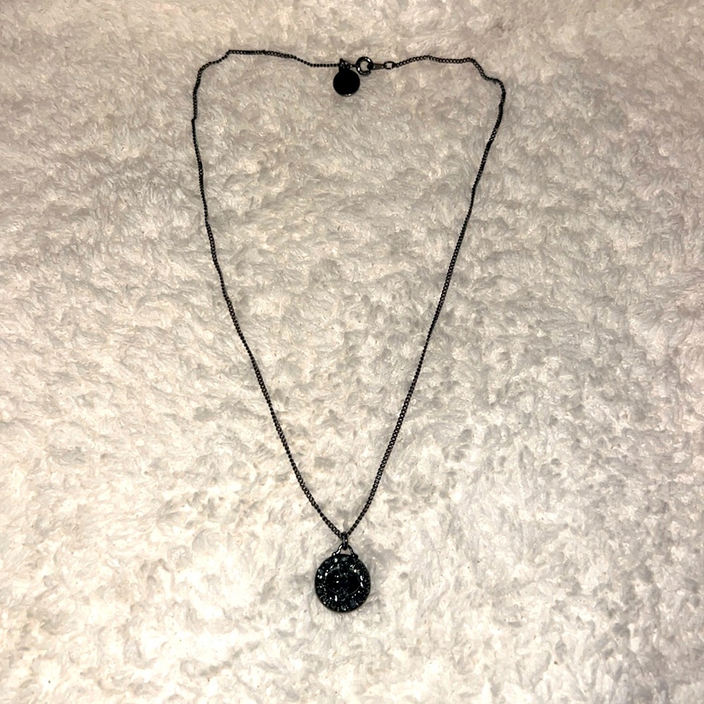 Marc by Marc Jacobs Gunmetal Turnlock Necklace with Crystals